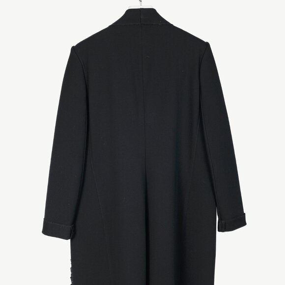 Marie Saint Pierre Black & Metallic Blue Ruffle Ponte Open-Front Coat - Picture 2 of 9